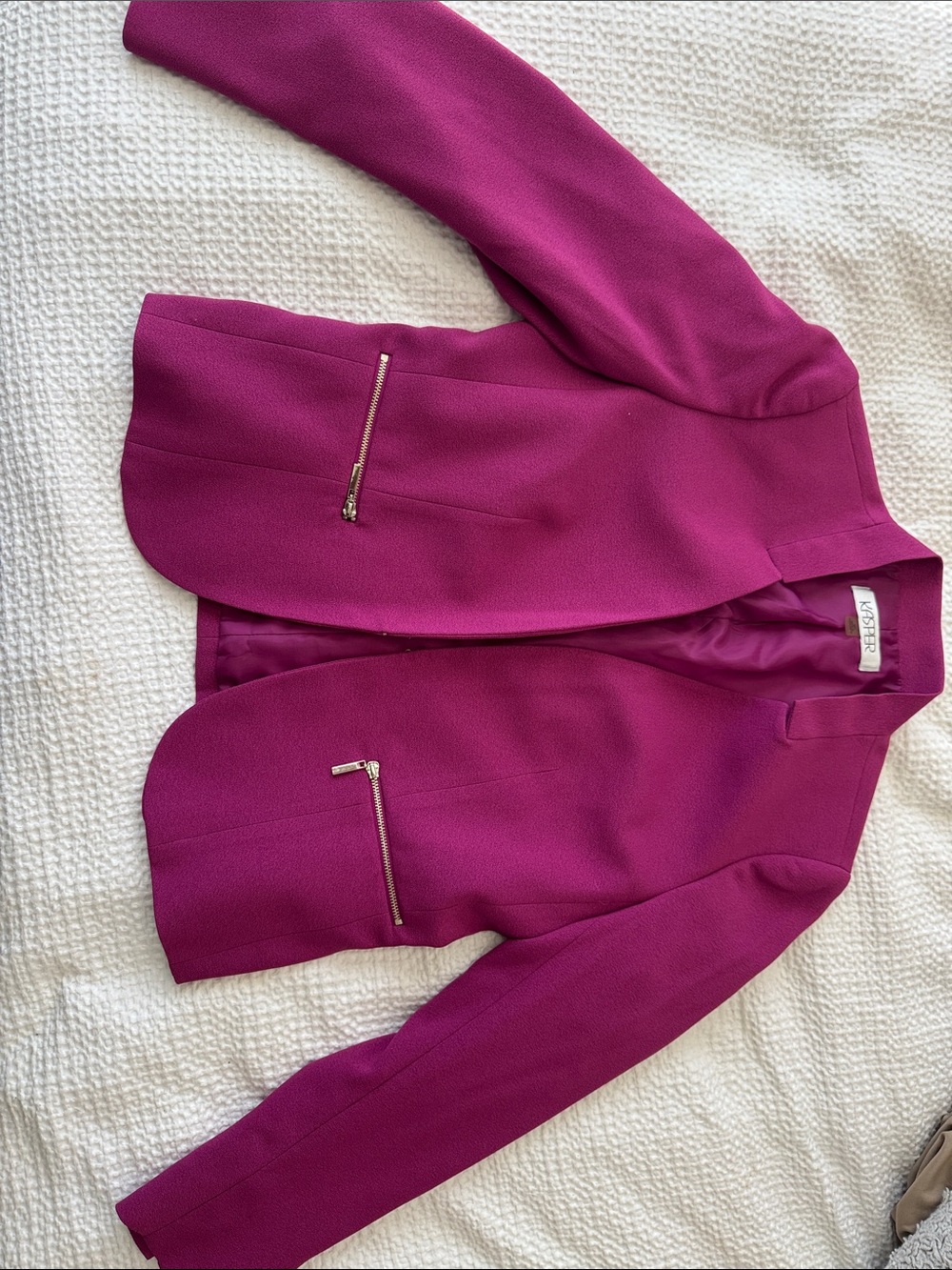Kasper Women's Fuchsia Open-Front Blazer with Zip Pockets